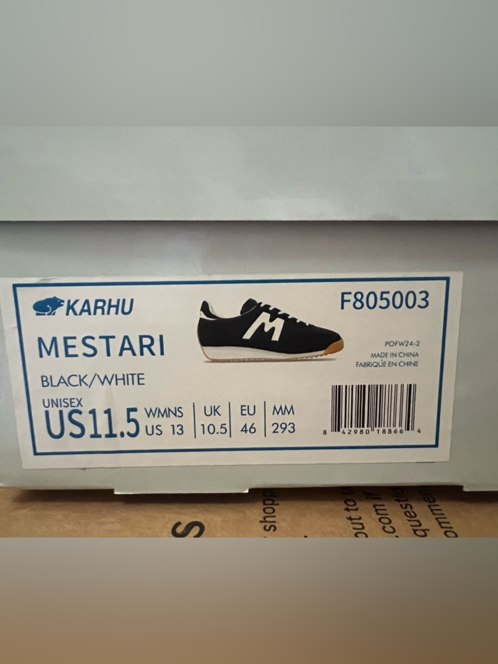 NEW KARHU Mestari Unisex sneakers tennis shoes Men’s 11.5/Women’s 13 black & wht - Picture 8 of 8